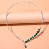 Elegant Green & White Crystal Necklace